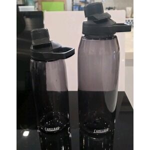 2pc CamelBak Magnetic Cap Chute Water Bottle Clear BLK 32oz/1L &  48oz/ 1.5L